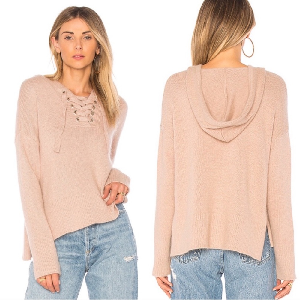 Endless Rose Lace Up Wool Sweater, Blush XS